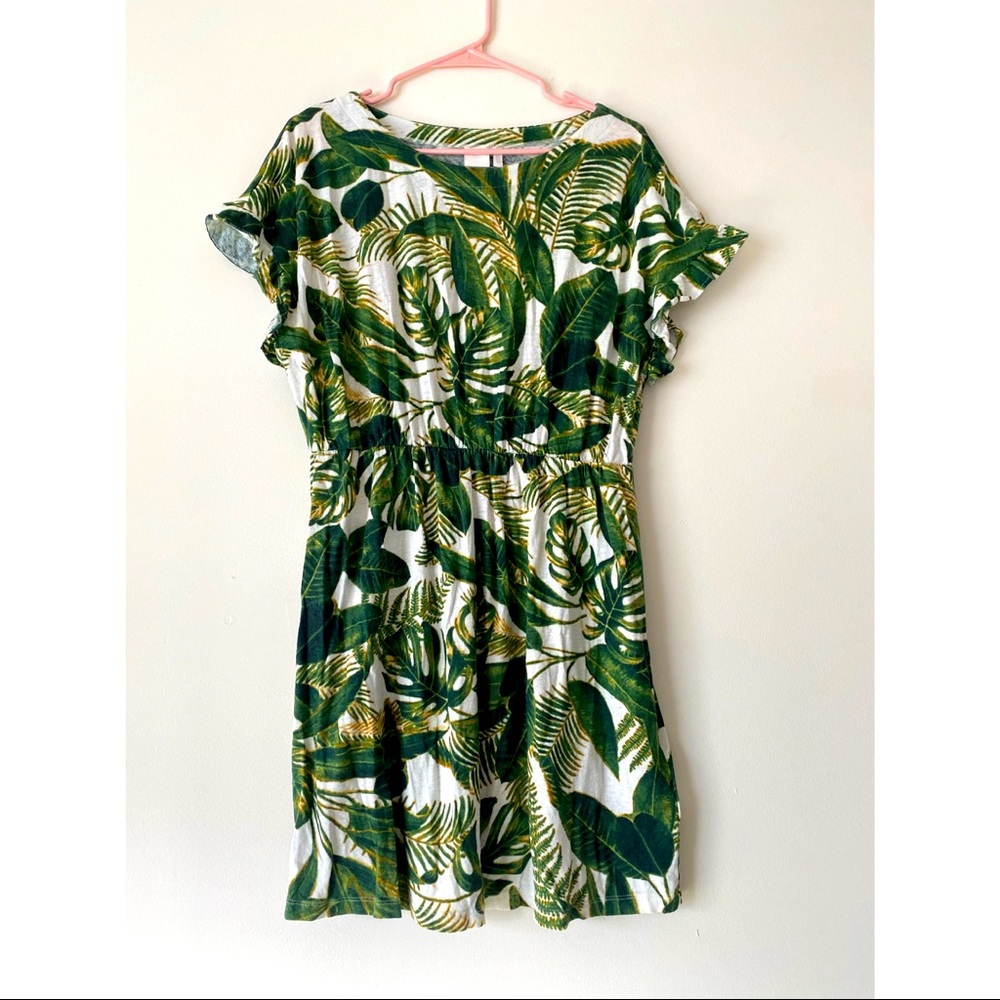 H&M Linen Blend Floral Midi Dress